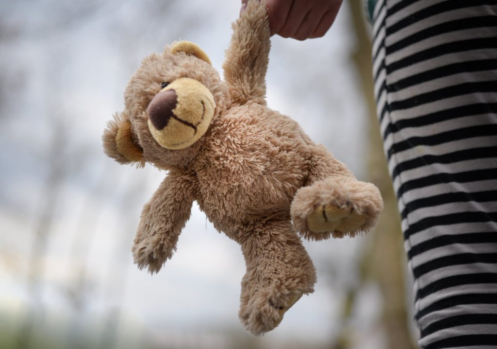 A child and their teddy bear