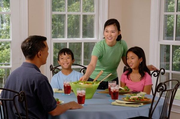 family eating at the table