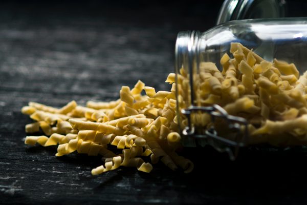 pasta falling out of a jar