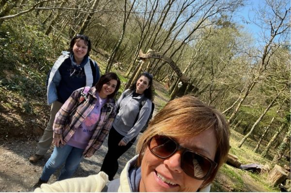 Selfie of the Schoolhouse team on a walk in preparation for their Snowdon challenge