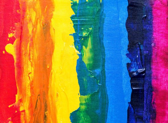 a rainbow painting to represent celebrating pride with children